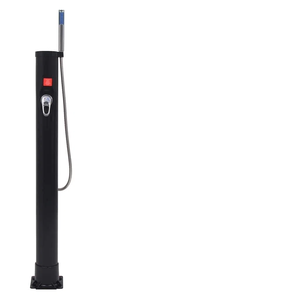 Douche Solaire 8 L PVC Acier Noir adaptée pour Jardin Piscine Spa Bassin Chauffage extérieur avec Pomme de Douche Flexible et Fixation Solide pour Une Utilisation Pratique en Plein air