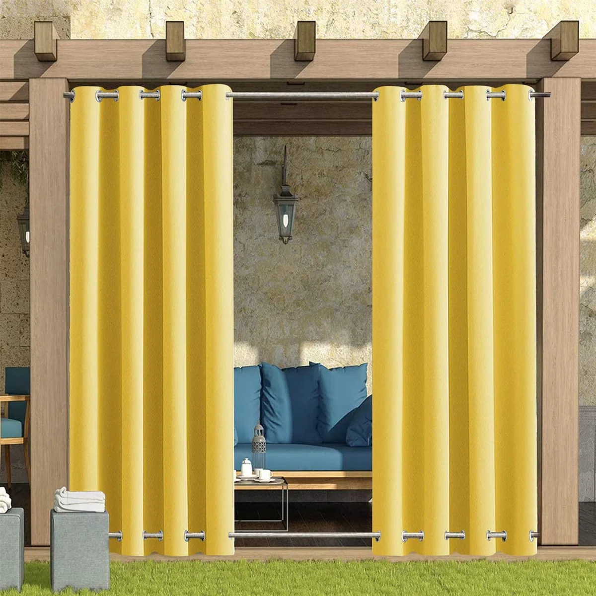 Revêtement extérieur imperméable avec œillets – 1 pièce jaune pour balcon, terrasse et terrasse – 254 x 305 cm, parfait pour protéger l'intimité et le soleil