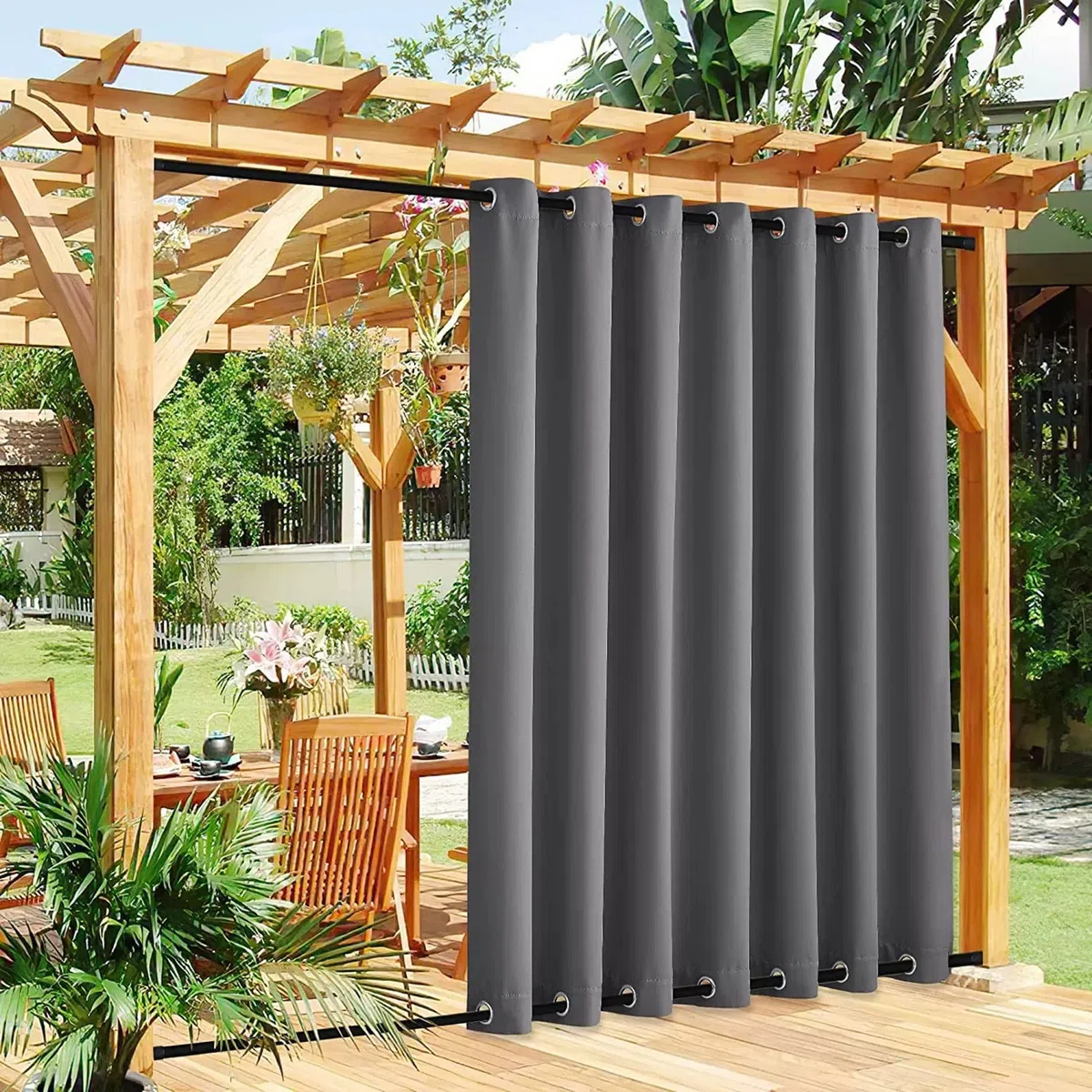 Œillets d'extérieur à isolation thermique – Bloque le soleil et l'intimité – Parfait pour terrasses, jardins, balcons et pavillons – Gris – 3,2 x 2,7 m / 10.5x8.85ft