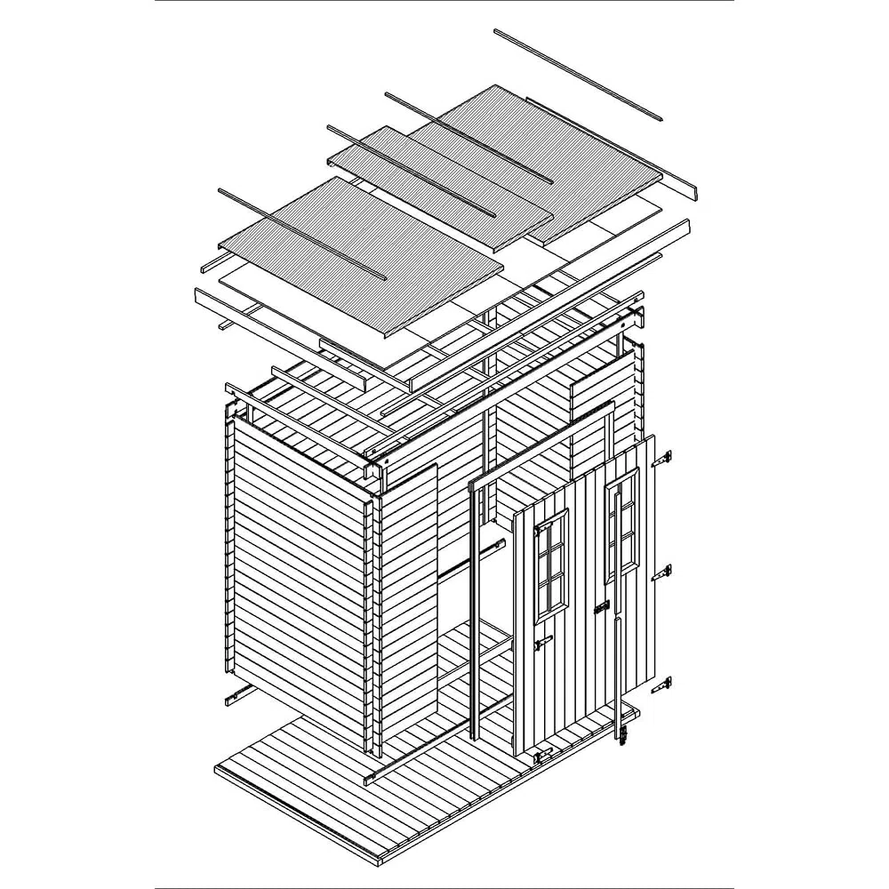 Abri de Jardin en Bois avec Sol TRAITÉ - Stockage extérieur l239xL142xH200cm/2.63 m2 - Petit abri à Outils, Local à vélos - TIMBELA M310C+M310G