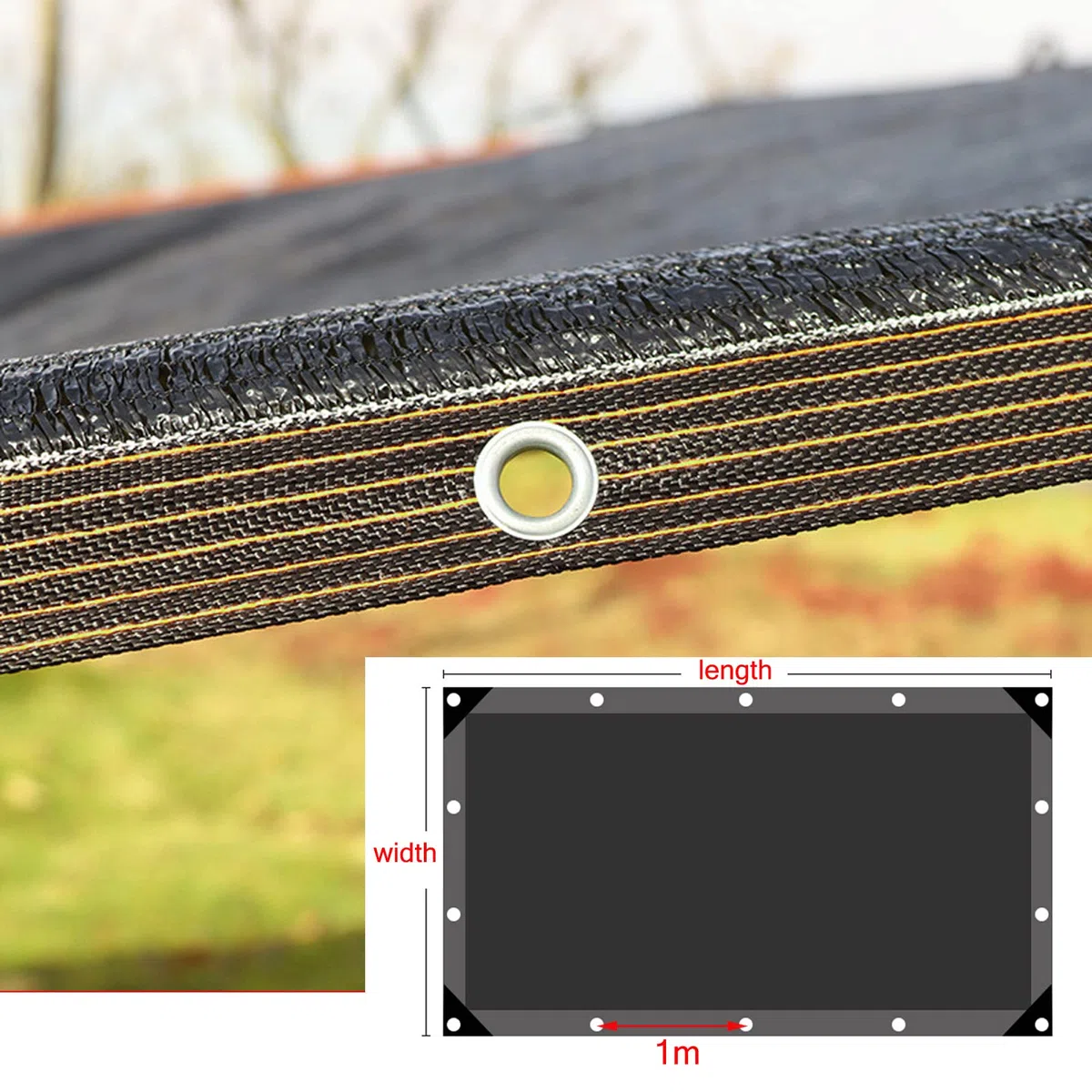 Bâche en maille noire anti-poussière 90 % anti-soleil, 9 x 10 m / 30x33ft, filet d'extérieur pour serre et protection des plantes de jardin – Facile à accrocher, parfait pour les fleurs et légumes