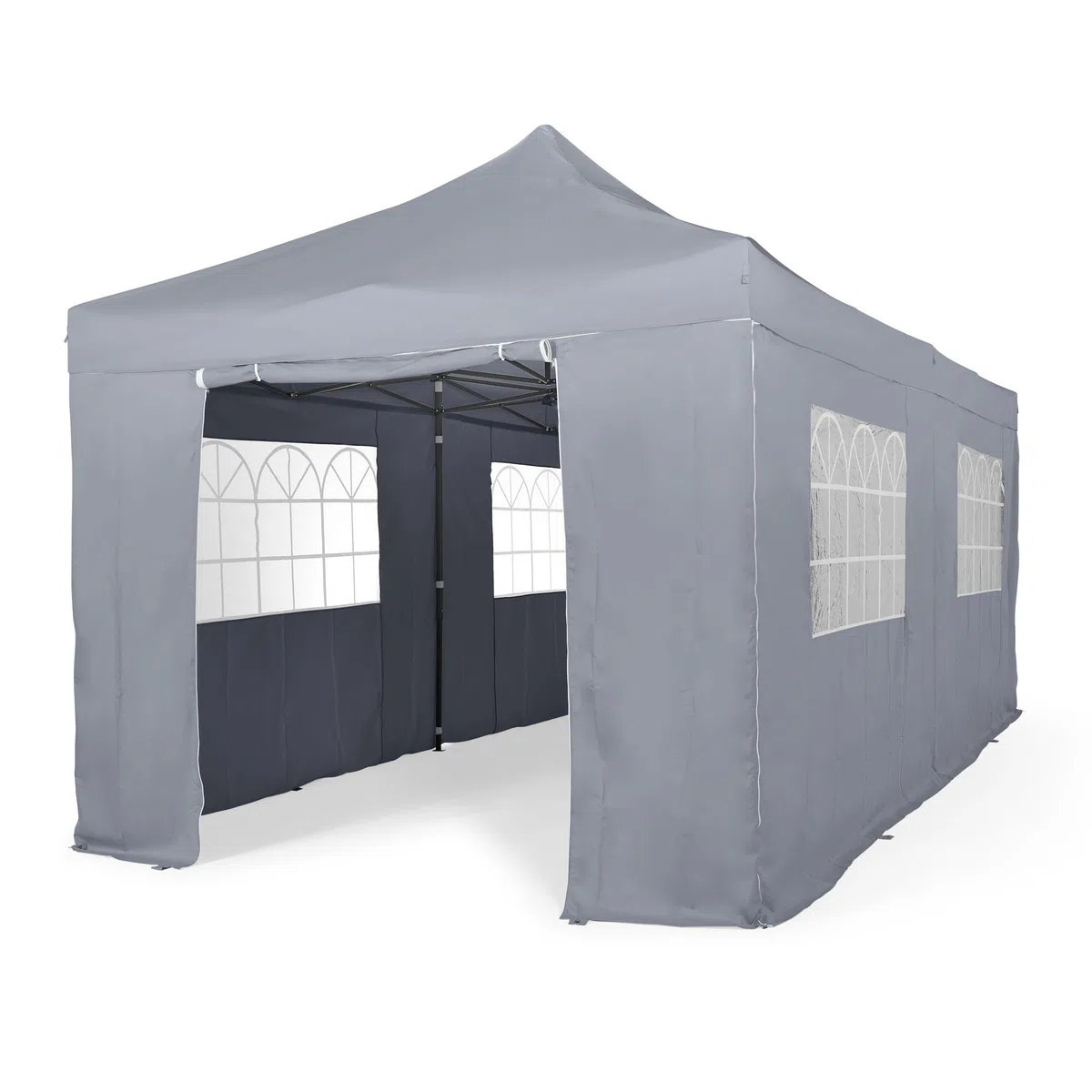 All Seasons Gazebos - Tonnelle Pop-up 3x6m entièrement imperméable avec 4 parois latérales Premium - Gris métallisé