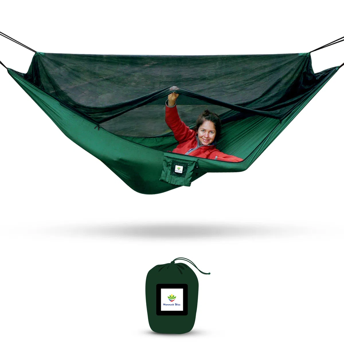 Hamac avec moustiquaire – Tente hamac entièrement réversible sans insectes, espace de couchage extra large, filet anti-insectes et suspension – Changez la façon dont vous campez avec hamac de qualité – Plus de visibilité