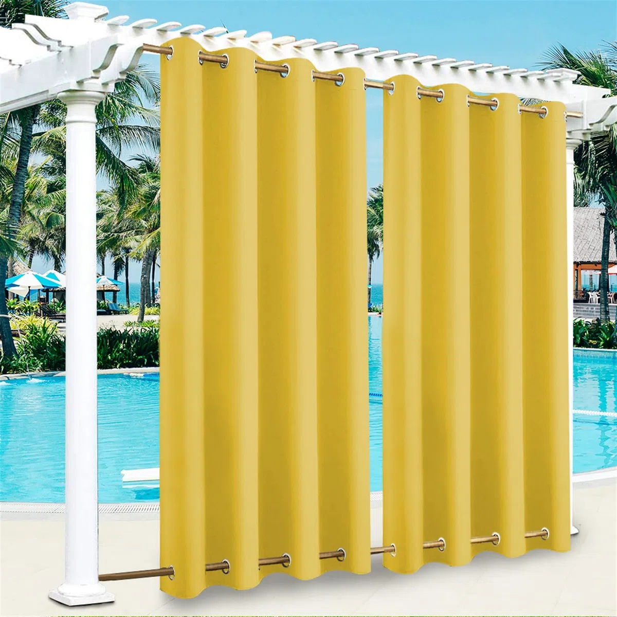 Revêtement extérieur imperméable avec œillets – 1 pièce jaune pour balcon, terrasse et terrasse – 254 x 305 cm, parfait pour protéger l'intimité et le soleil