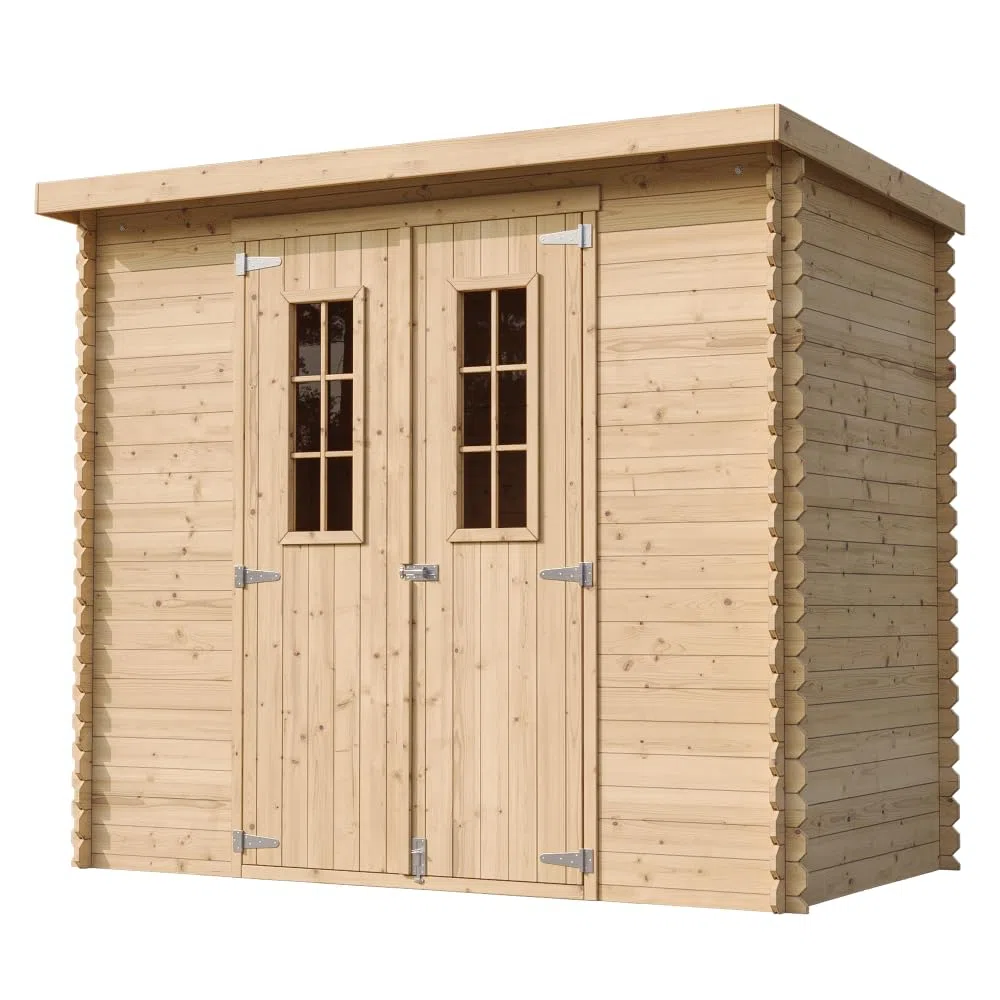 Abri de Jardin en Bois avec Sol TRAITÉ - Stockage extérieur l239xL142xH200cm/2.63 m2 - Petit abri à Outils, Local à vélos - TIMBELA M310C+M310G