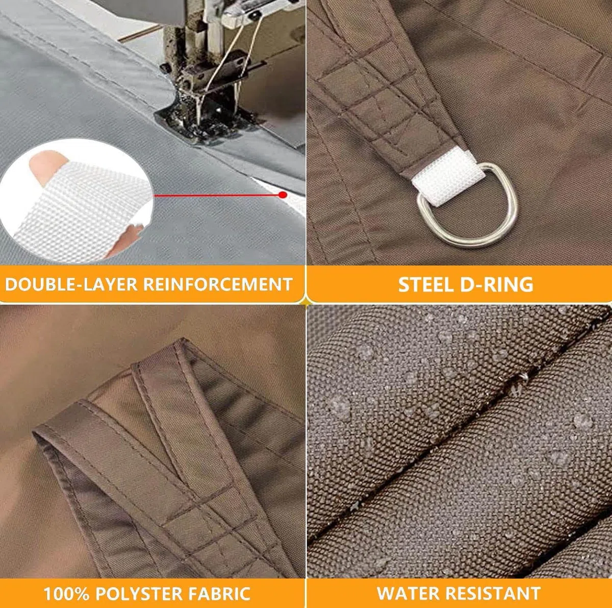 Voiles Ombrages Rectangulaire Imperméable Bache Ombrages Toiles D'ombrages Filet Ombrages Protection Solaire Polyester pour Jardins Balcons Terrasses avec Anneau D et Cordons Brun 4.5x10M