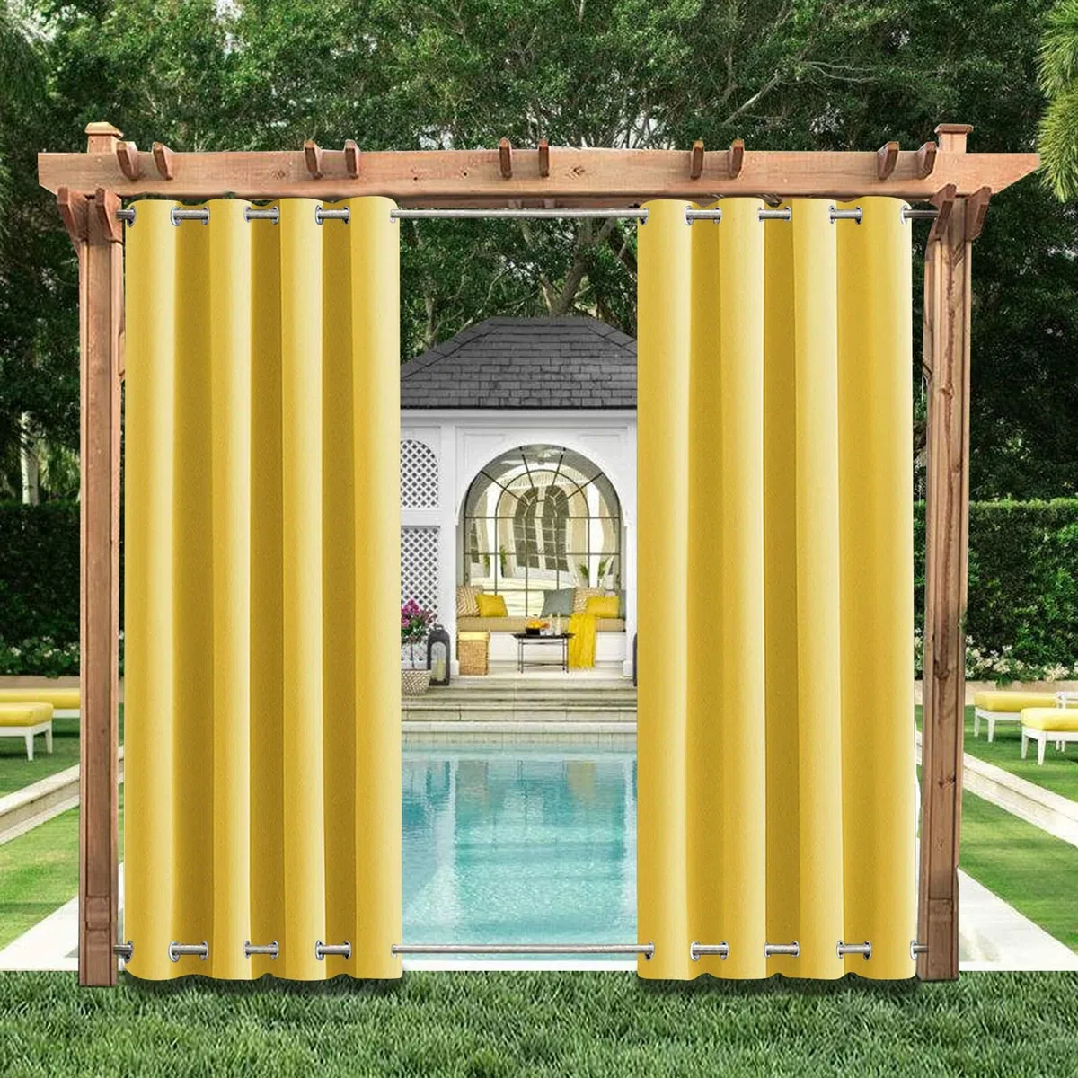 Revêtement extérieur imperméable avec œillets – 1 pièce jaune pour balcon, terrasse et terrasse – 254 x 305 cm, parfait pour protéger l'intimité et le soleil