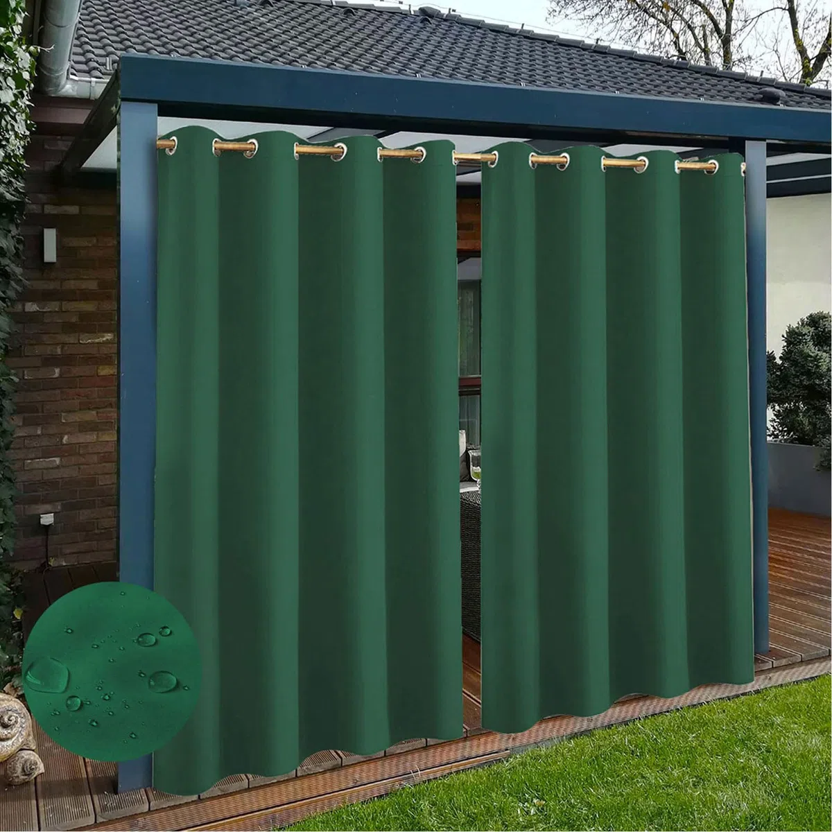 Heavy-Du Panneaux de terrasse imperméables pour extérieur/intérieur avec œillets, 213 cm x 275 cm – Résistant aux intempéries et au soleil – Pour jardin et décoration – Vert foncé