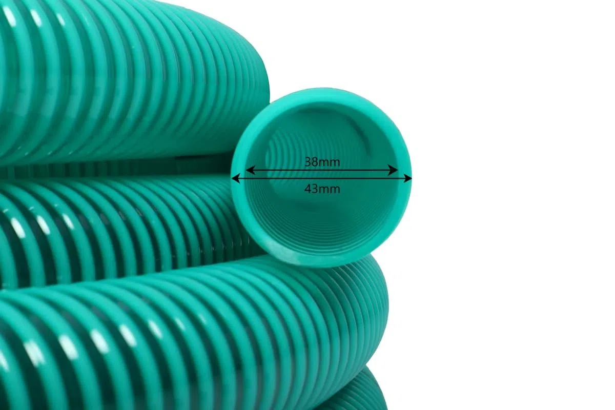 Wacredo Rouleau de Tuyau PVC d'Aspiration, de Qualité Supérieure, en Différentes Tailles, Vert, de 25 m, en Spirale, pour Pompe, Bassin (38 mm)