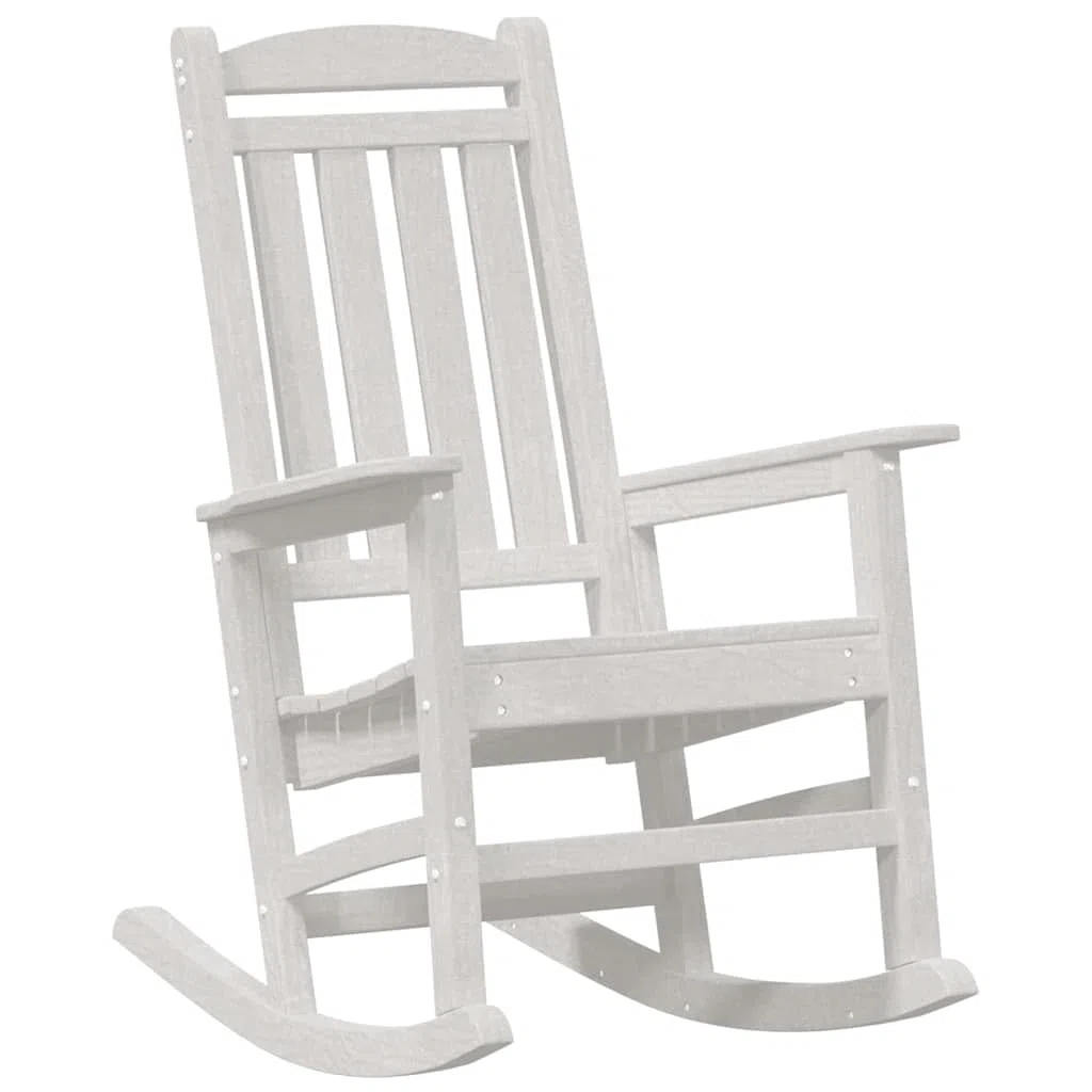 Lot de 2 Chaises à Bascule de Jardin en Polyéthylène Blanc, Rocking Chair Extérieur au Design Moderne et Minimaliste pour Terrasse, Patio et Balcon, Fauteuil de Détente, 92x70x108cm