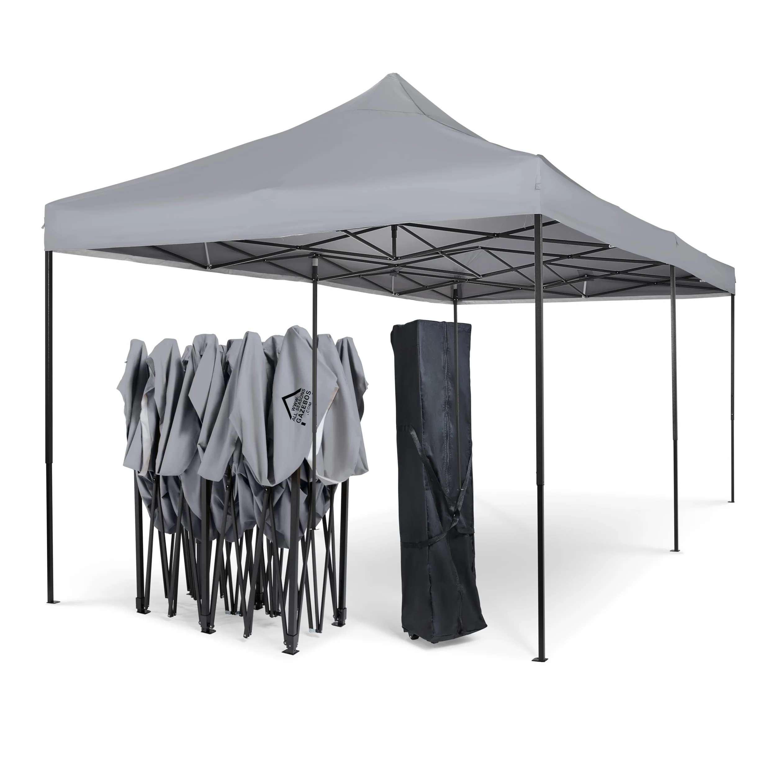All Seasons Gazebos - Tonnelle Pop-up 3x6m entièrement imperméable avec 4 parois latérales Premium - Gris métallisé