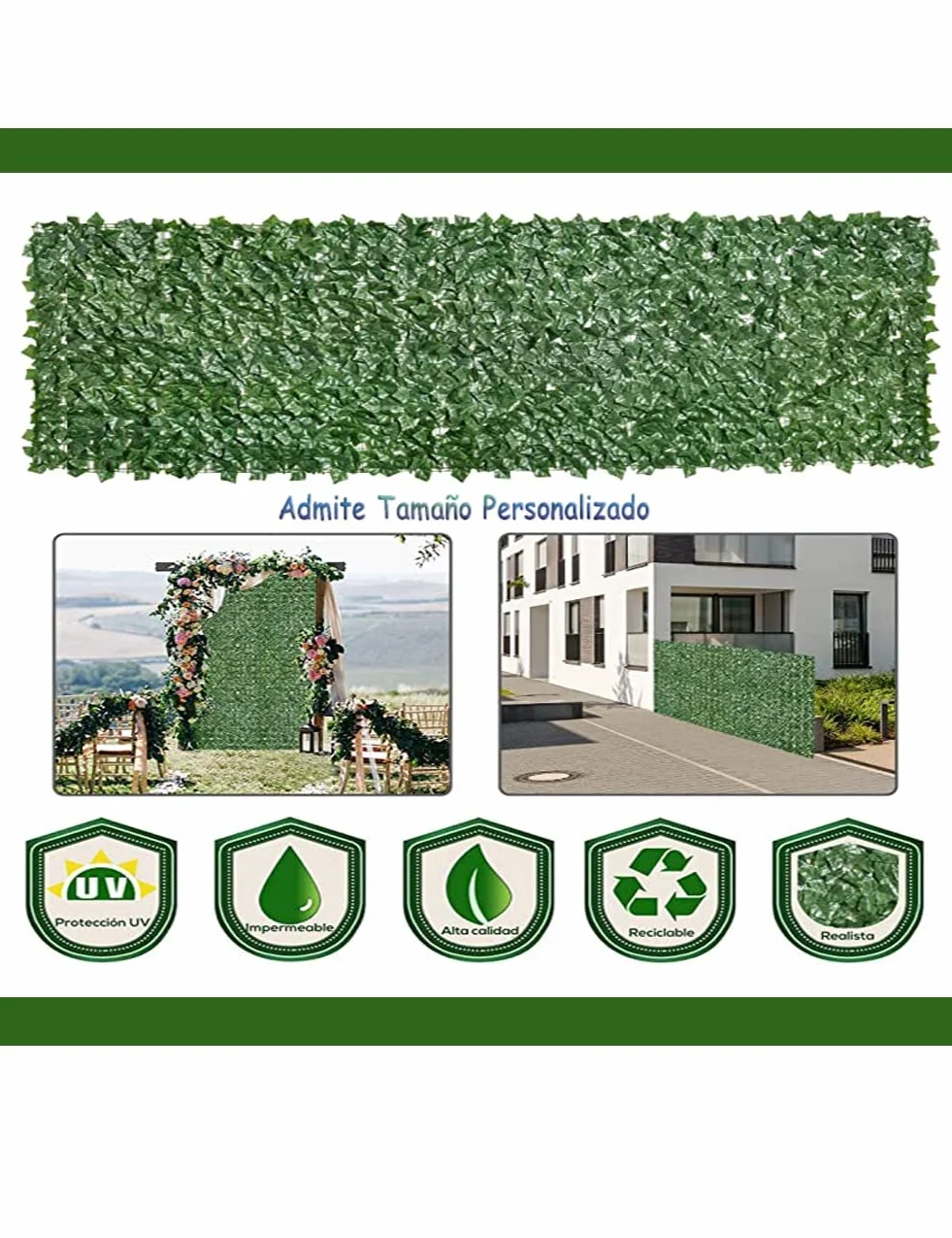 Treillis mural pour plantes artificielles – Clôture d'intimité pour verdure extérieure, clôture réaliste pour jardin, terrasse et balcon