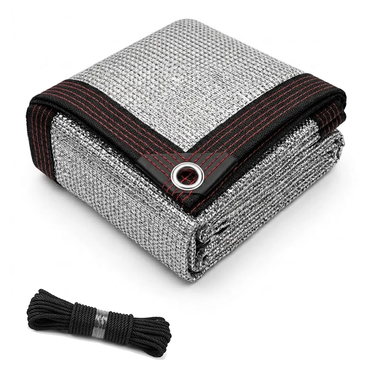 Pare-soleil réfléchissant en aluminium – Protection UV et chaleur à 99 % pour voitures, patios et peras – Auvent extérieur de 2,5 x 8,5 m avec corde pour un maximum de crique