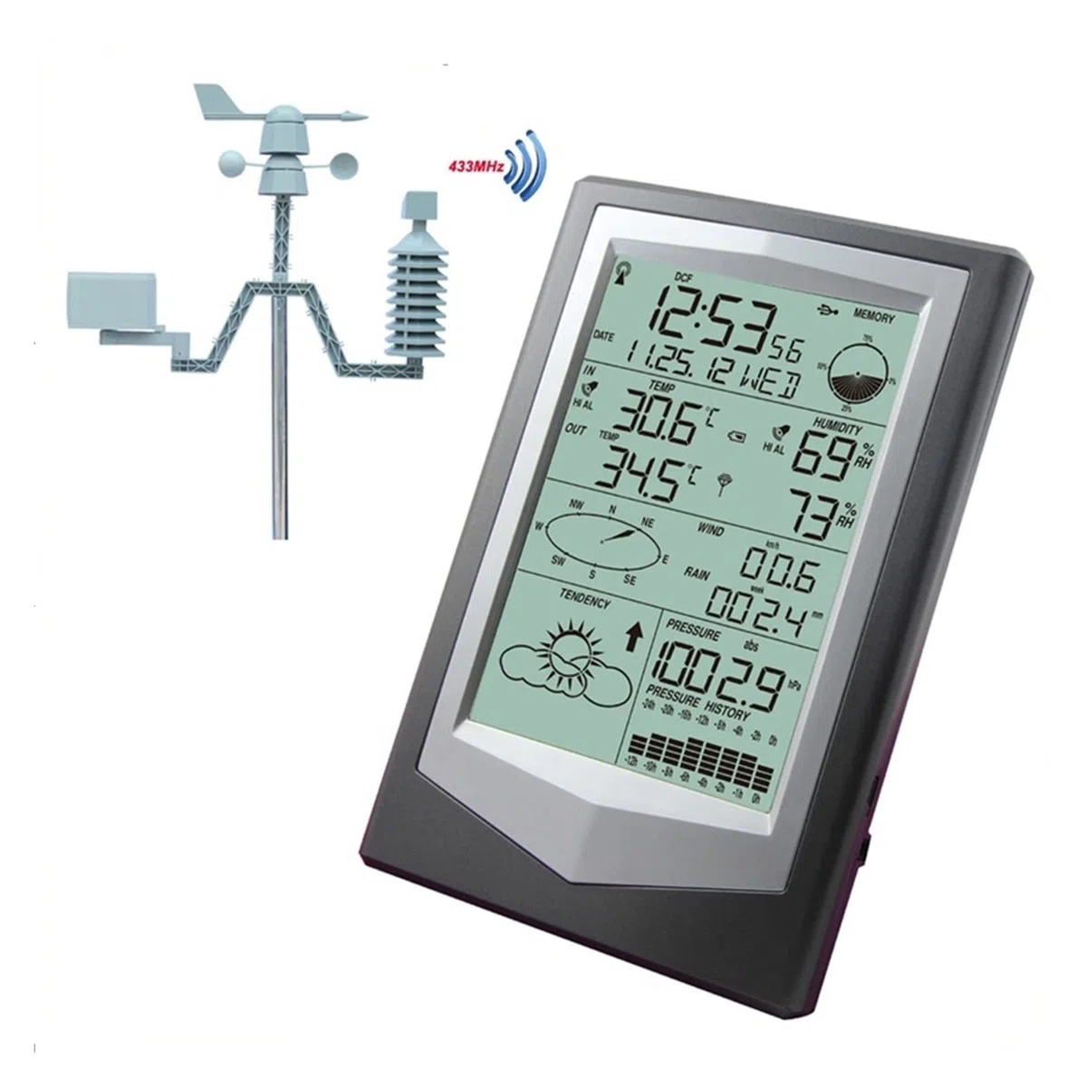 Station météo Professionnelle thermomètre sans Fil Domestique hygromètre météoromètre de Pression barométrique