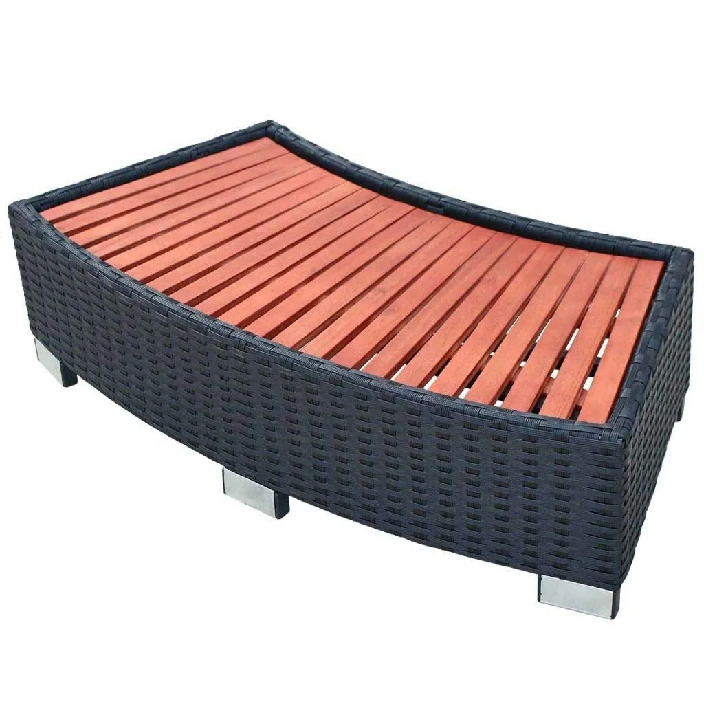Marche pour Spa de Jardin 92 x 45 x 25 cm Noir Résine Tressée Escalier Extérieur