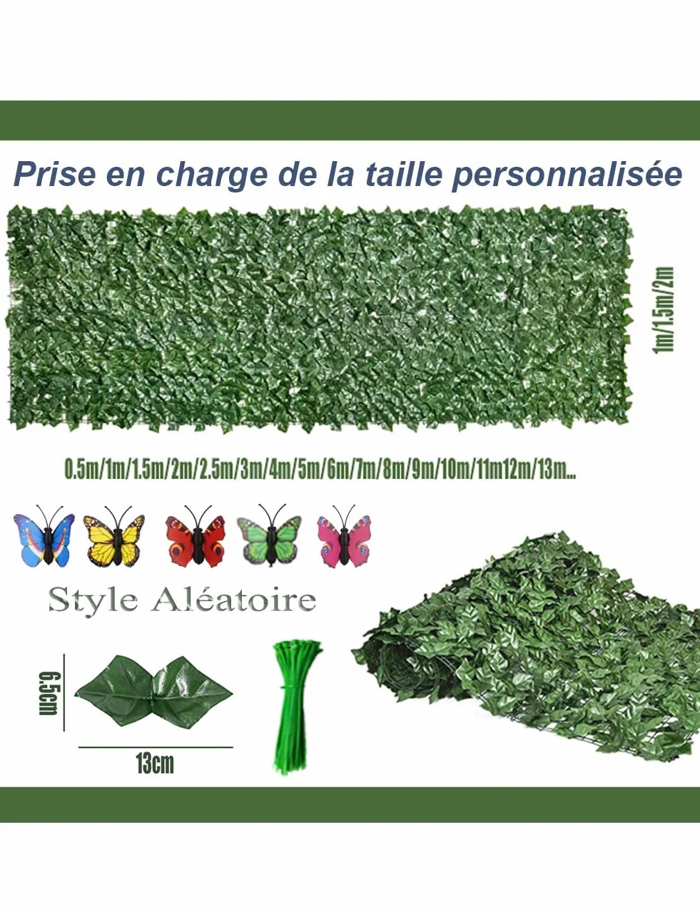 Treillis mural pour plantes artificielles – Clôture d'intimité pour verdure extérieure, clôture réaliste pour jardin, terrasse et balcon