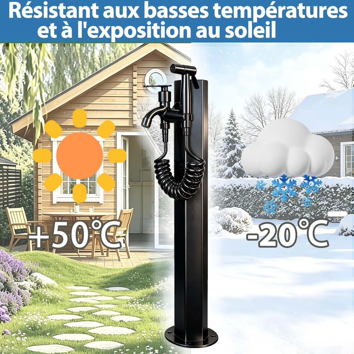 Colonne D'eau Extérieure En Acier Inoxydable, Robinet Exterieur Jardin, Distributeur D'eau En Acier Inoxydable,Générique Colonne A Eau,En Acier Inoxydable 304,Pour Irrigation Et Lavage