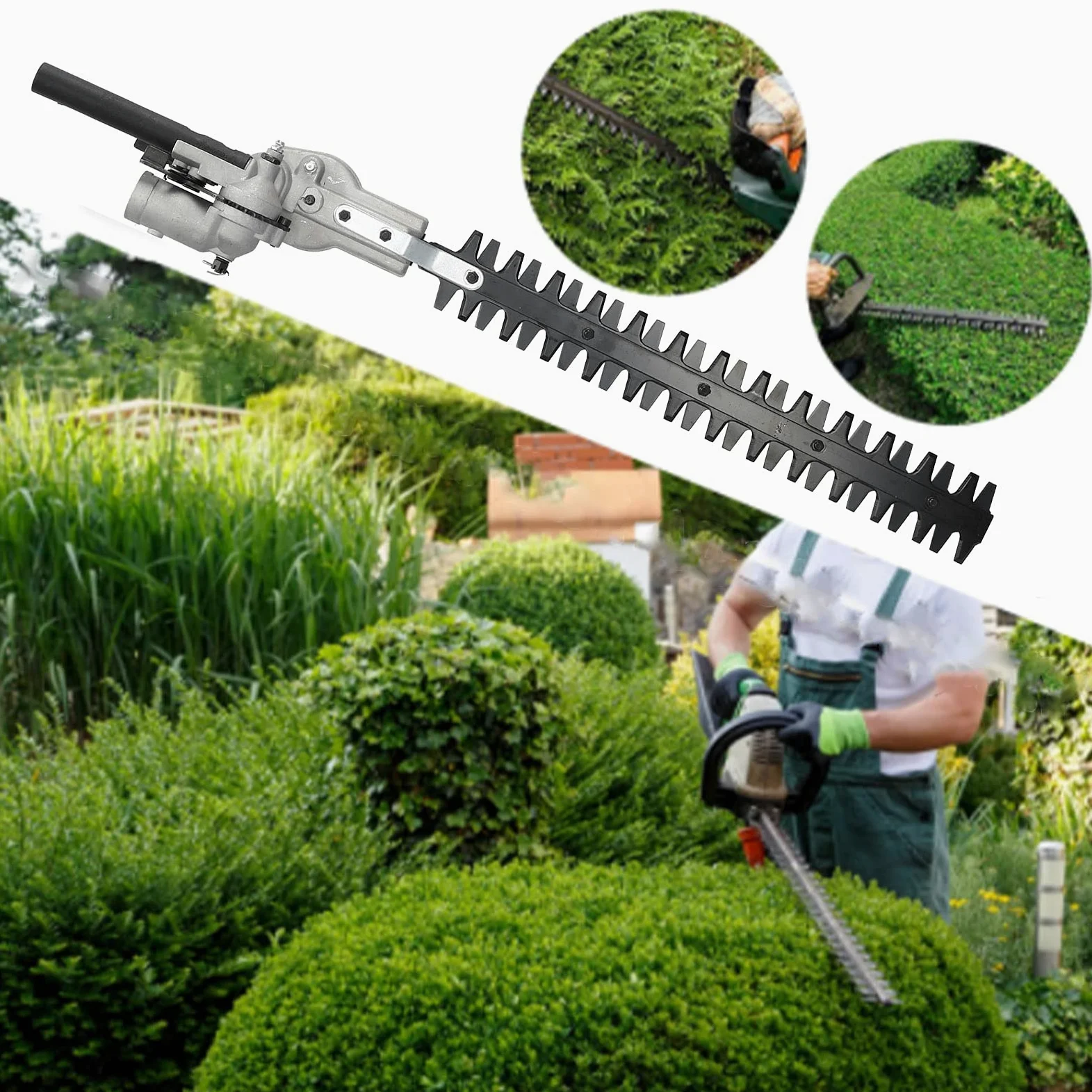 Tête de Taille-haie 26 mm à 9 Dents pour débroussailleuse – Lame Double Tranchant avec Trou Rond, Accessoire de Jardinage Robuste et précis pour Une Nette des Haies et b