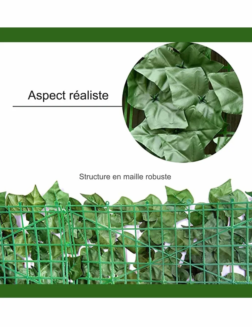 Treillis mural pour plantes artificielles – Clôture d'intimité pour verdure extérieure, clôture réaliste pour jardin, terrasse et balcon