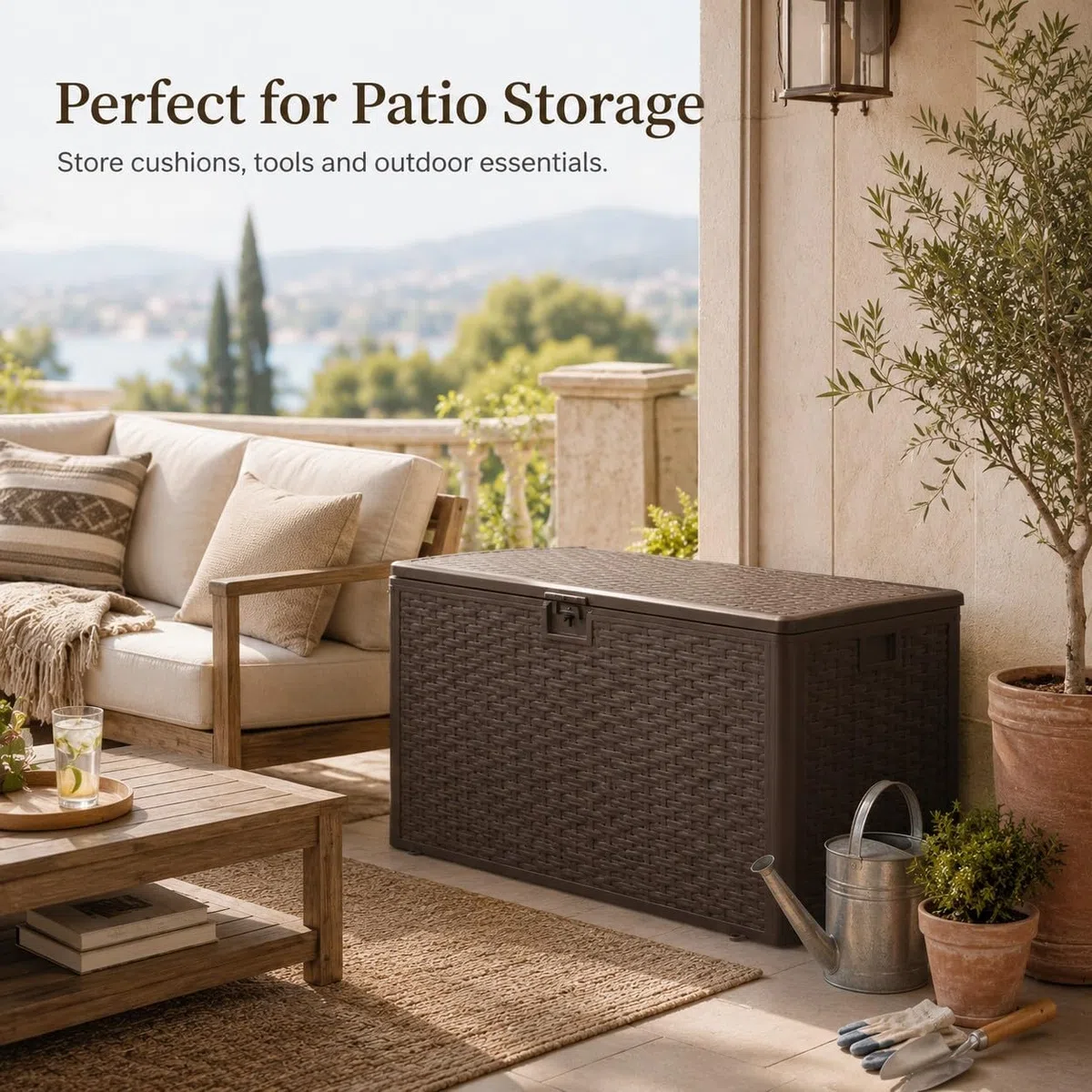 Coffre de Rangement Extérieur 73 Gallons Style Rotin