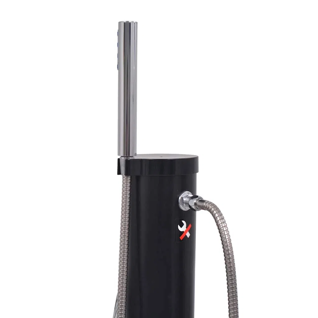 Douche Solaire 8 L PVC Acier Noir adaptée pour Jardin Piscine Spa Bassin Chauffage extérieur avec Pomme de Douche Flexible et Fixation Solide pour Une Utilisation Pratique en Plein air