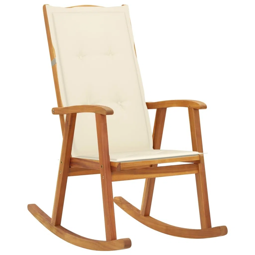 Homgoday Rocking Chair with Cushions Solid Acacia Wood (311844+43181), Chaises de salle à manger pour jardin, Chaises d'extérieur, Mobilier de chaise de jardin, Mobilier d'extérieur