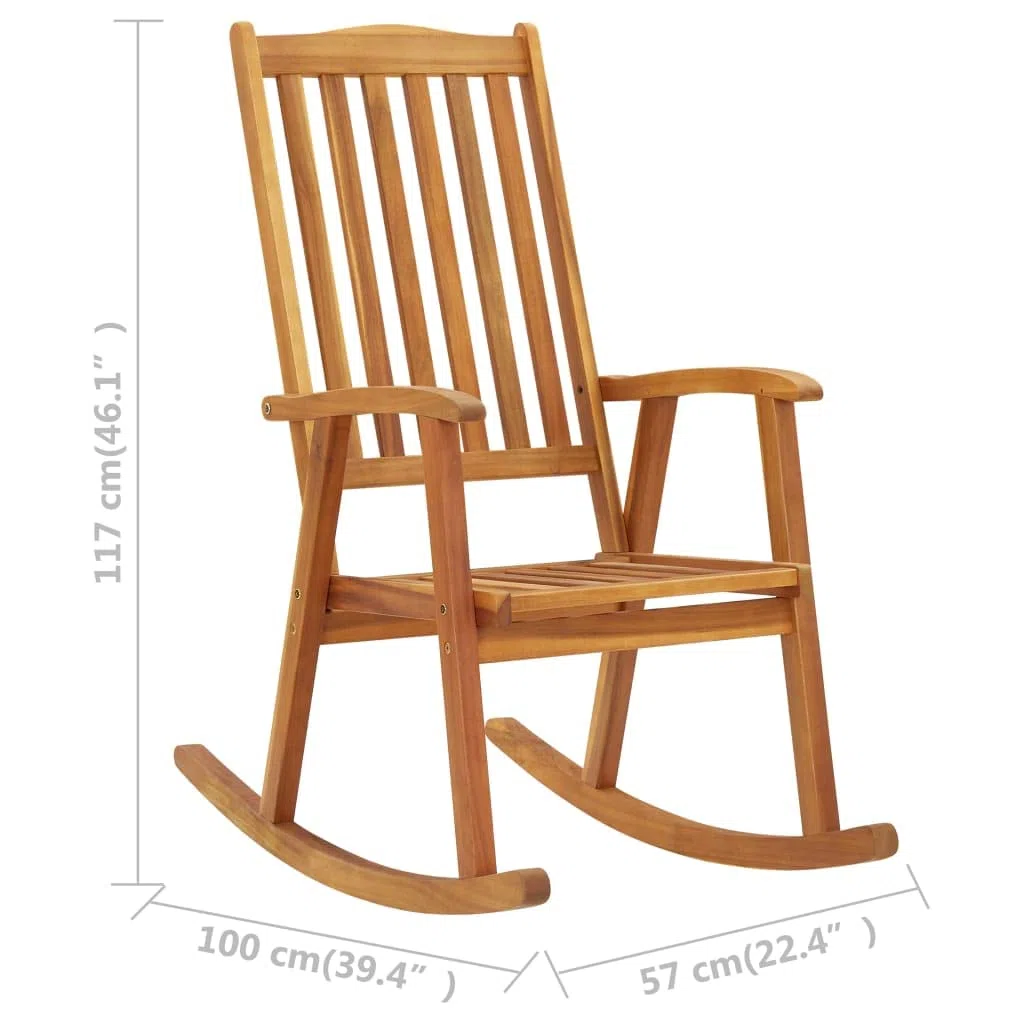 Homgoday Rocking Chair with Cushions Solid Acacia Wood (311844+43181), Chaises de salle à manger pour jardin, Chaises d'extérieur, Mobilier de chaise de jardin, Mobilier d'extérieur