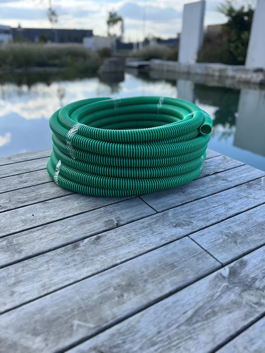 Wacredo Rouleau de Tuyau PVC d'Aspiration, de Qualité Supérieure, en Différentes Tailles, Vert, de 25 m, en Spirale, pour Pompe, Bassin (38 mm)
